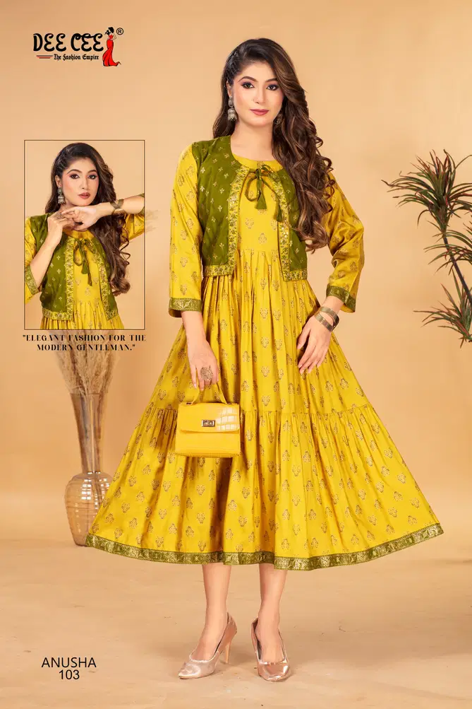 Anusha By Deecee Fancy Printed Rayon Anarkali Kurtis Suppliers In Mumbai